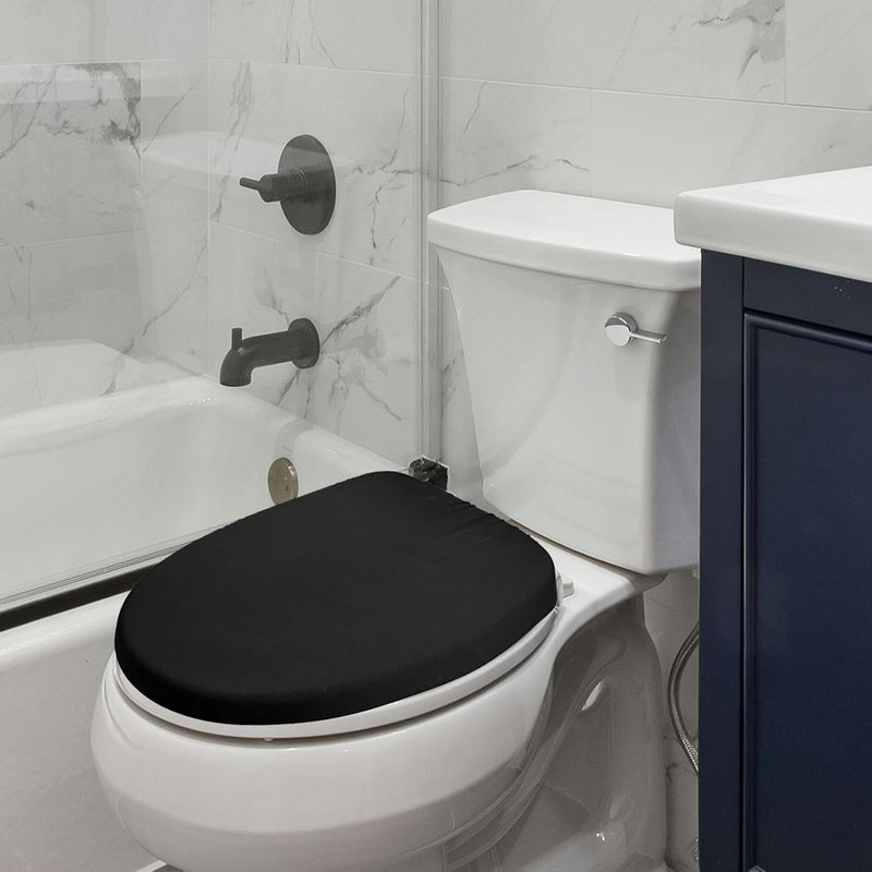 OXDFK Black Toilet Lid Cover, Toilet Lid Cover with Elastic Bottom, Replacement Universal Toilet Lid Cover, for Bathroom Decor Accessories, Washable - Image 4